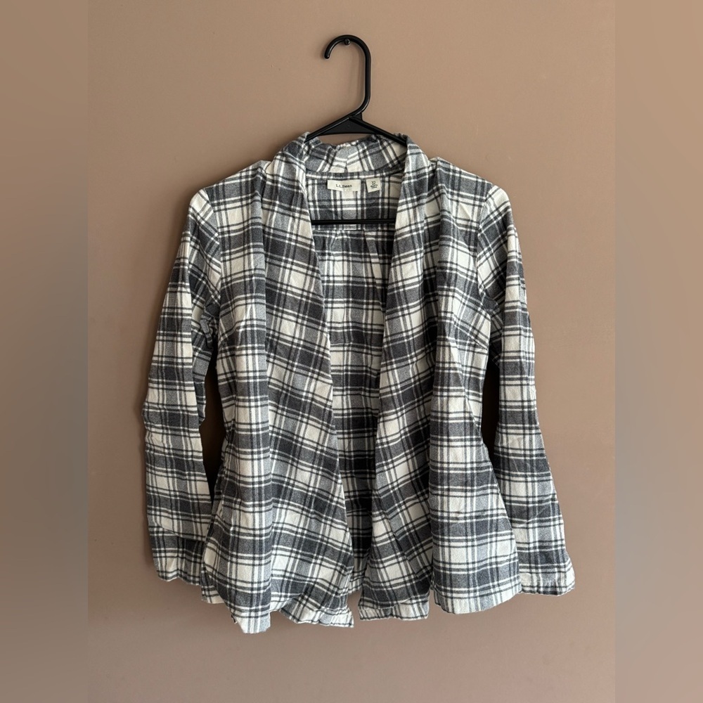 L.L. Bean Regular Flannel Open Front Cardigan